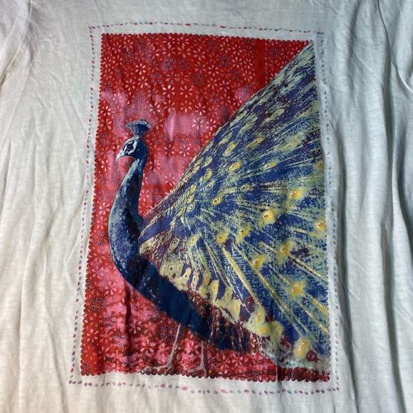 🦚 Lucky Brand Peacock Print Long Sleeve Tunic Top Size 3X - Picture 2 of 11